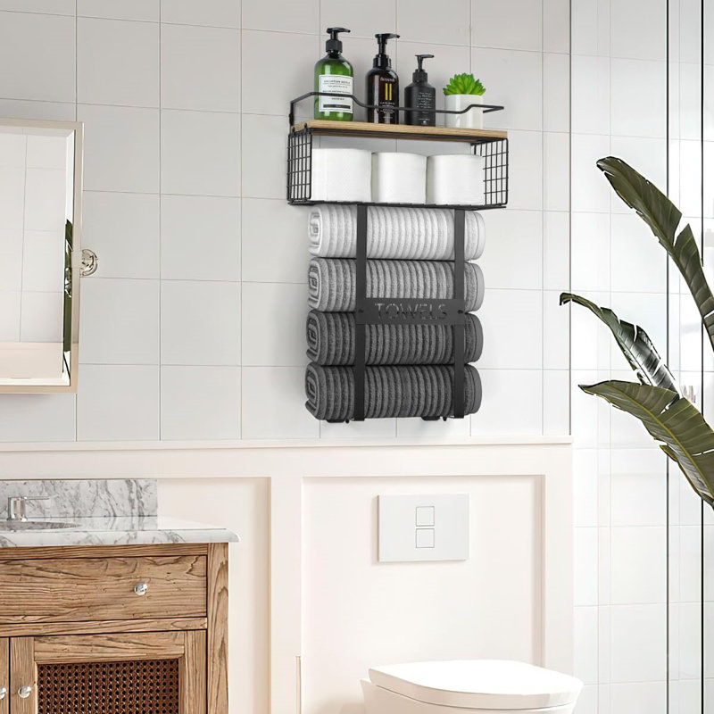 Towel Racks for Bathroom Wall Mounted, Natural/Black