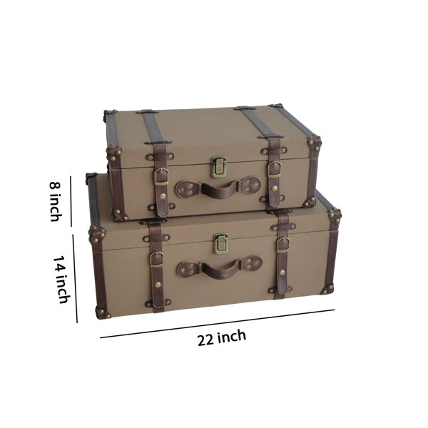 World Menagerie Prem 2 Piece Leather Vintage Trunk & Reviews