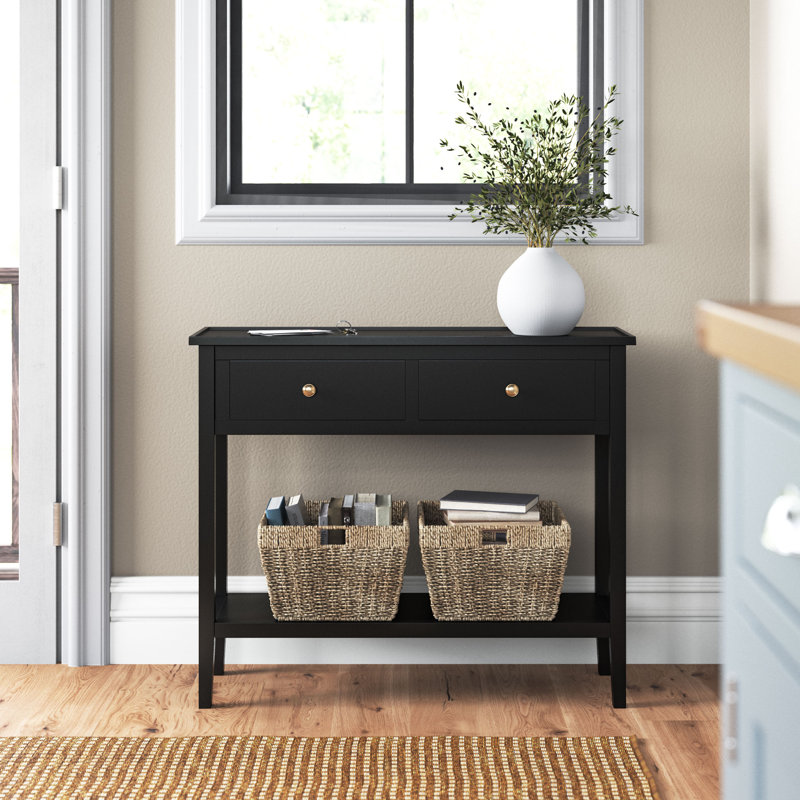 Naugatuck 90cm Solid Wood Console Table, Satin Black