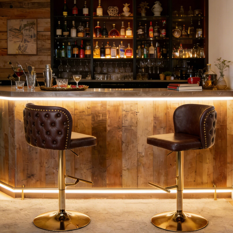 Tabouret de bar 2 pièces Marlone, Noir, Gris foncé