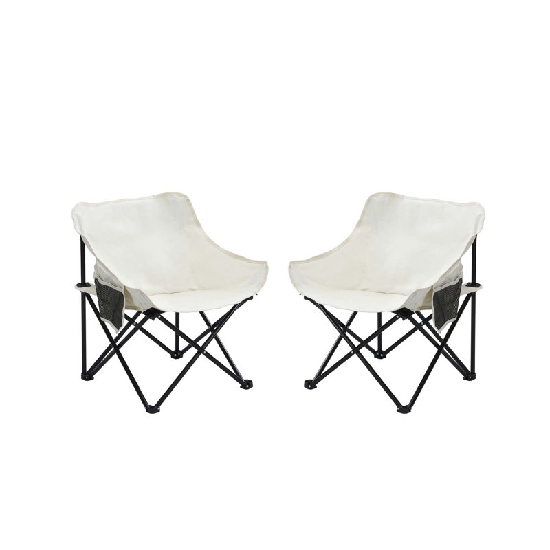2 chaises de camping d'extérieur pliables / portatives, sac de transport, beige, Beige