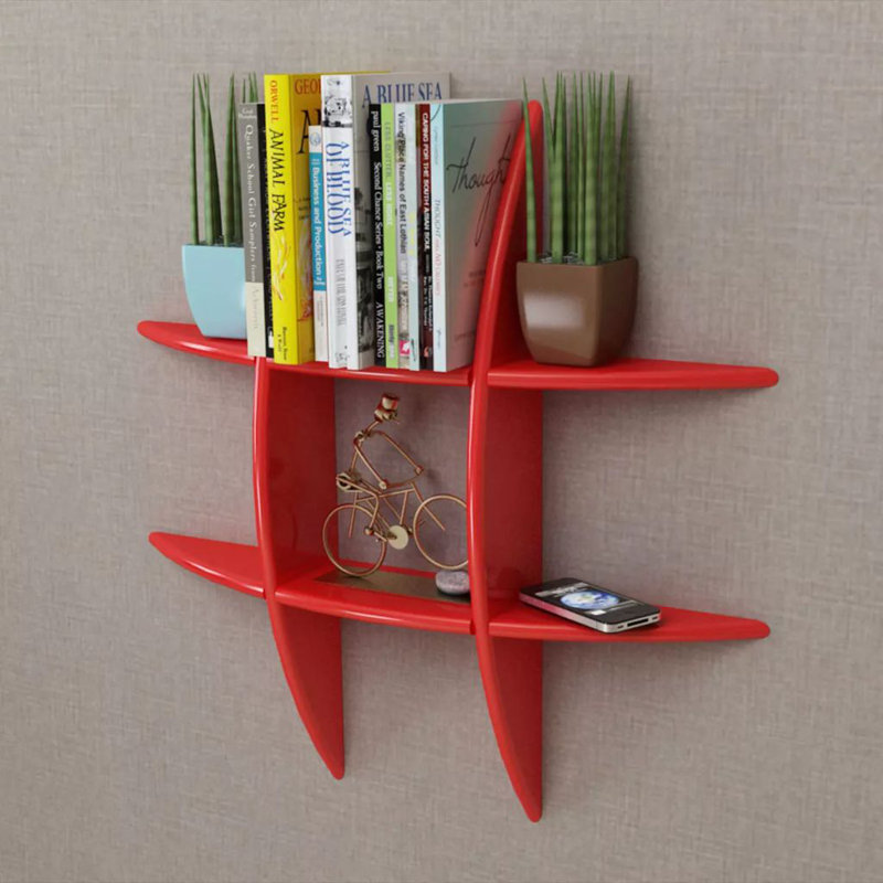 2 Piece Free Form Floating Shelf, Red