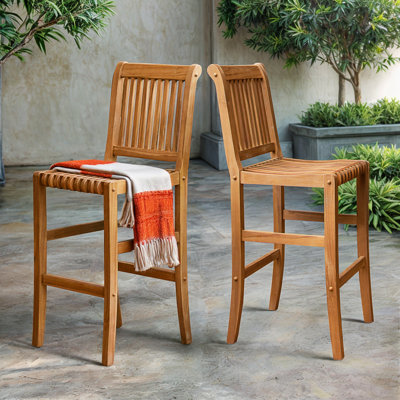 Brosky Teak Outdoor Bar Stool -  Red Barrel Studio®, E51E36A015DB4616932F1D68A9B944FB