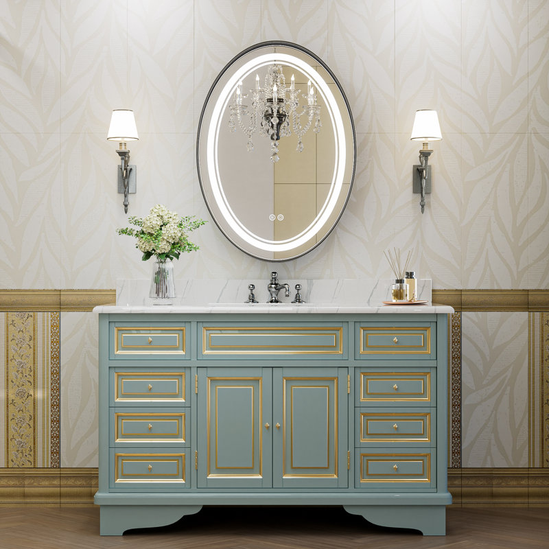 Miroir de salle de bain mural avec miroir à DEL Vinia, 30 po x 22 po, Noir