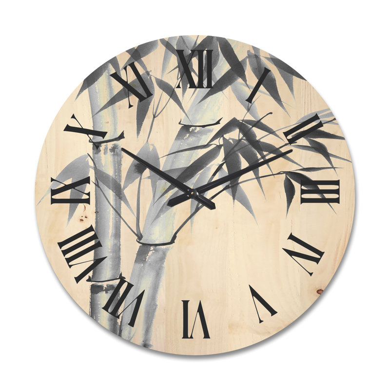Horloge murale en bois de bambou monochrome, Très grand