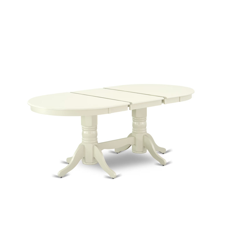 Ensemble de salle à manger 7 pièces comprenant une table ovale en bois avec rallonge papillon et 6 chaises de cuisine, 101,6 x 193,3 cm, blanc lin
