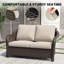 2-Person Polyethylene Wicker Outdoor Loveseat Sofa with Beige Cushions-1368491899