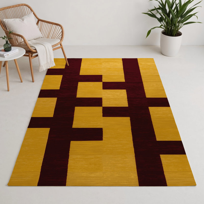 Tapis d'intérieur et d'extérieur à carreaux rouge, Rectangulaire 3 pi x 5 pi