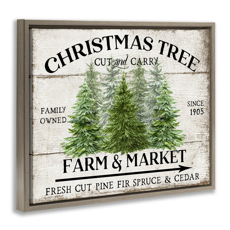 «Farm & Market Christmas», art mural sur toile par Creatif Belle, Cadre flottant orme Montalcino, 31 x 25