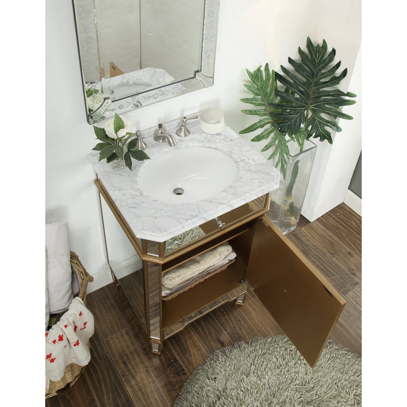 Ensemble de meuble-lavabo simple 24 po Lovett, Or / miroir