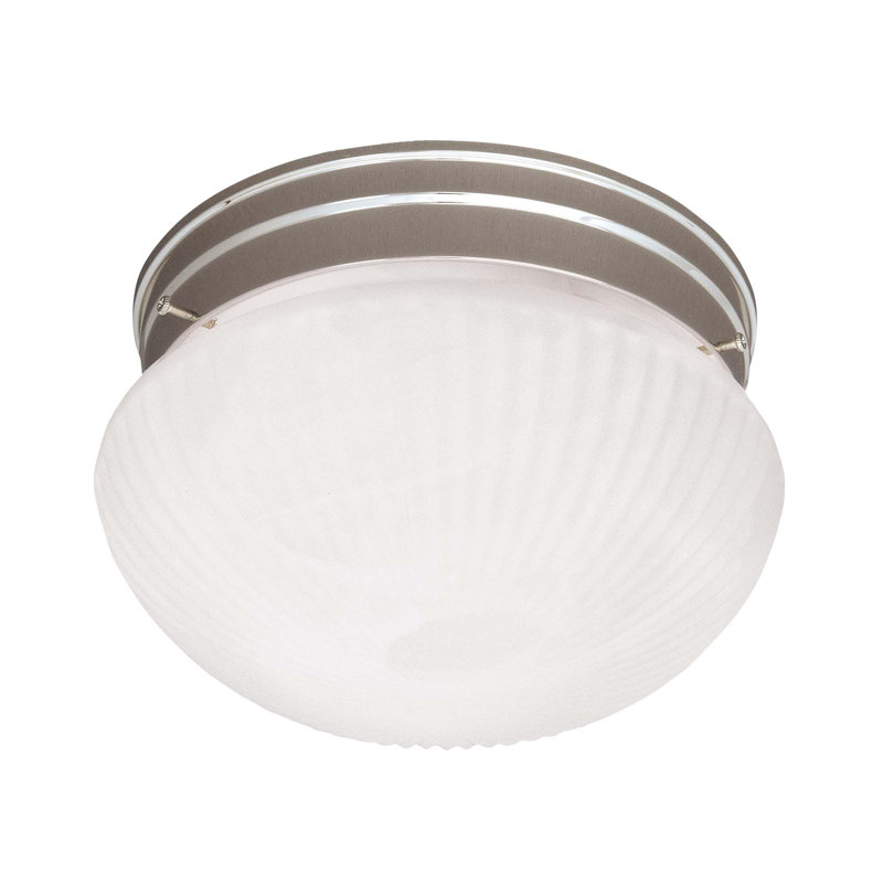  Plafonnier 1 lumière en nickel satiné, Une lumière, Blanc