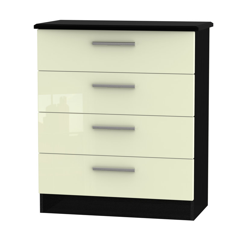 Fully Assembled Yvette 4 Drawer Chest, Black/Cream