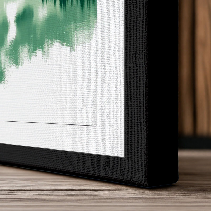 Alpine Lake Reflection Scandinavian - Wrapped Canvas, 18x12 - 45.7 x 30.5 cm, Black Border