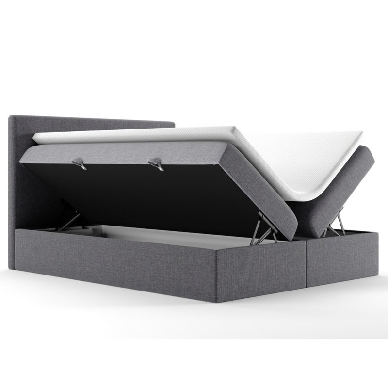 Boxspring Bed Bergen with Storage, Gray, 200 x 200cm