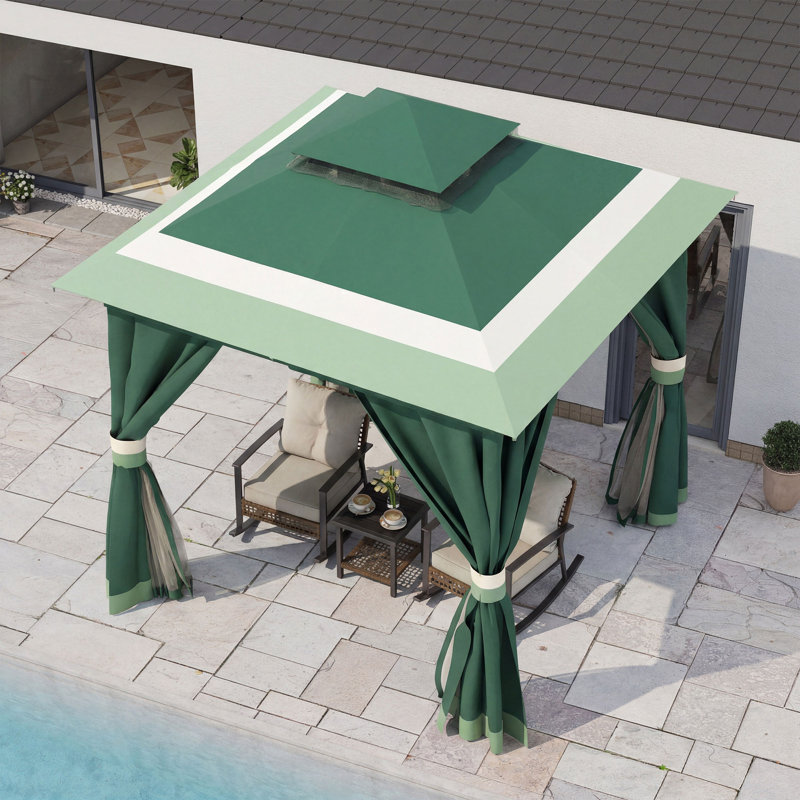 Pavillon de jardin en acier, 8 x 8 pi, GREEN GRADIENT (NOUVEAU)