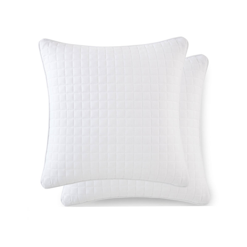 Vilano Springs 2-Piece Microfiber Embroidered Quilted Sham Covers, 26" H x 26" W, Bright White