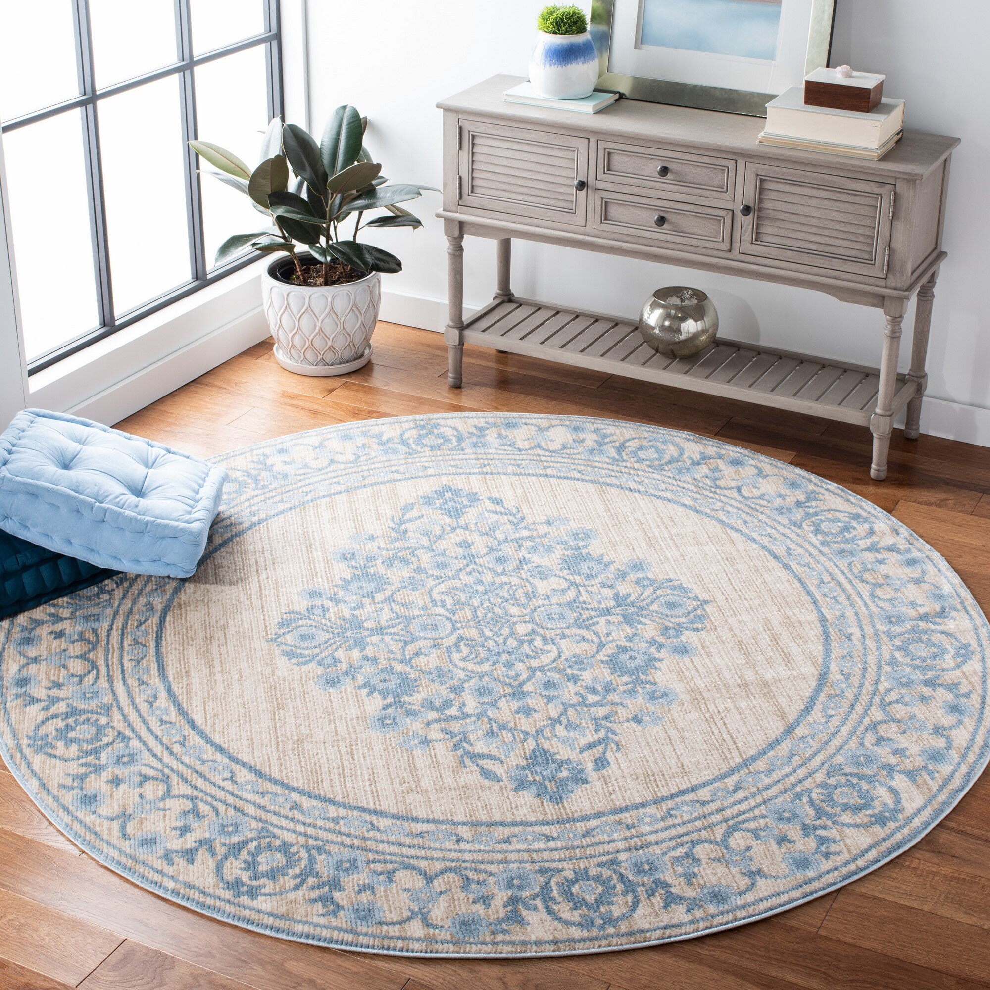 One Allium Way Mcmillin Oriental Beige/Blue Area Rug & Reviews | Wayfair