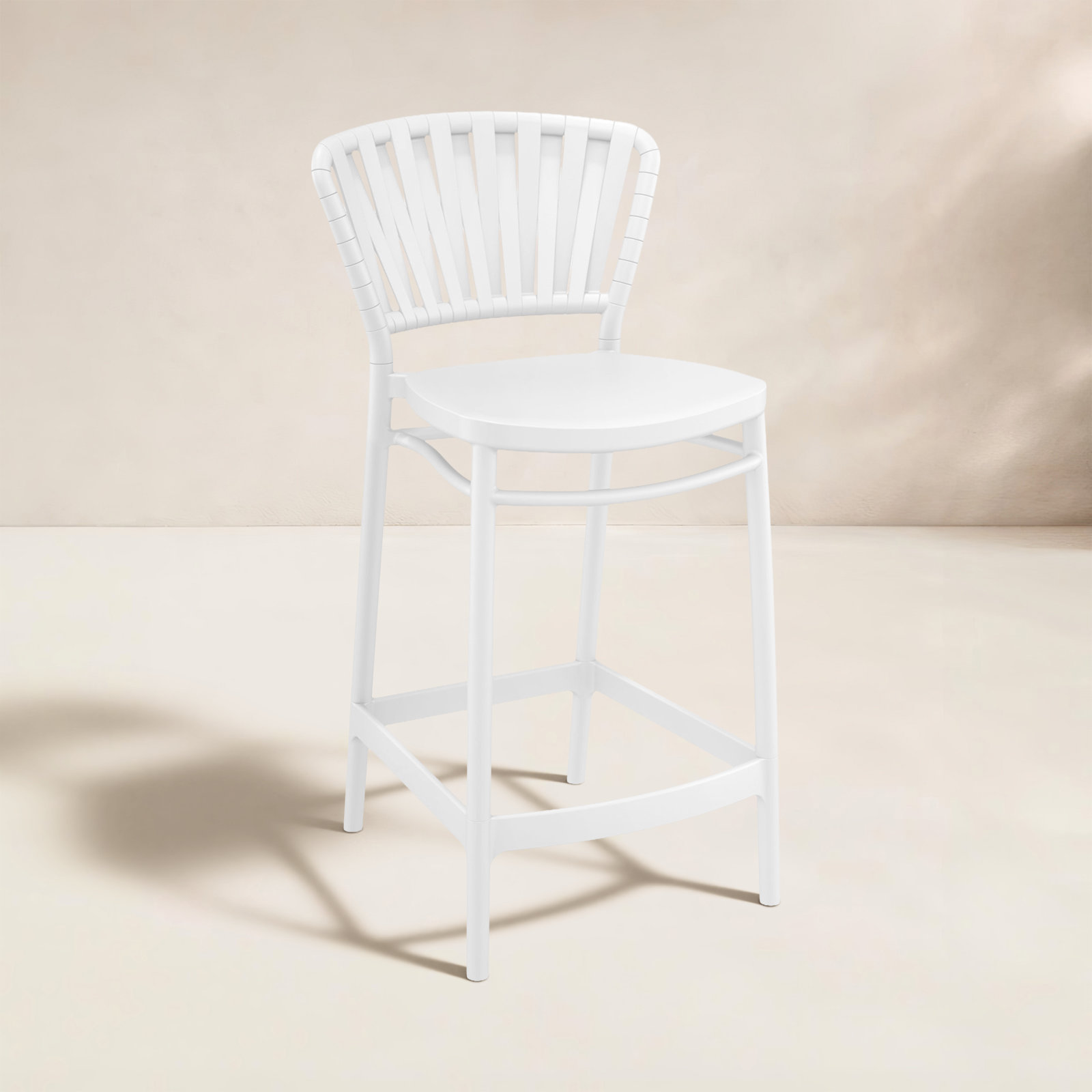 Newport Patio Bar Stool, White, 25.6"