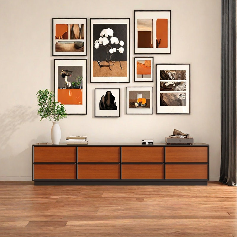 Meuble télé rétro contrastant, H 17,71 po x L 70,86 po x l 15,74 po
