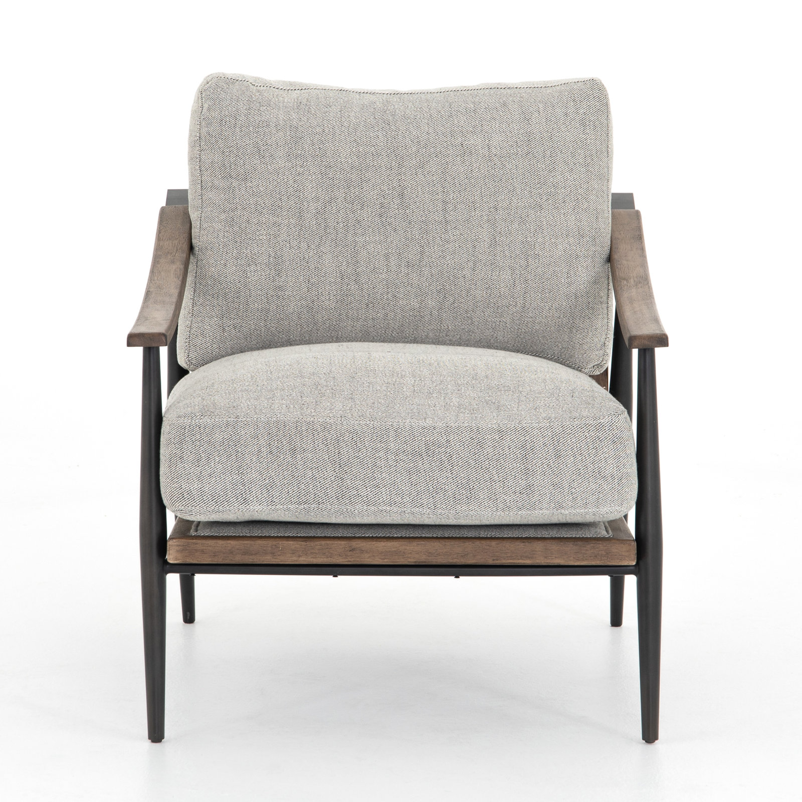 Paralimni Genuine Leather Club Chair, Gabardine Gray Polyester Blend