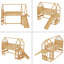 Lit mezzanine simple avec bibliothèque Design ludique pour enfants Structure en forme de maison avec glissières de sécurité de haute qualité-257988344
