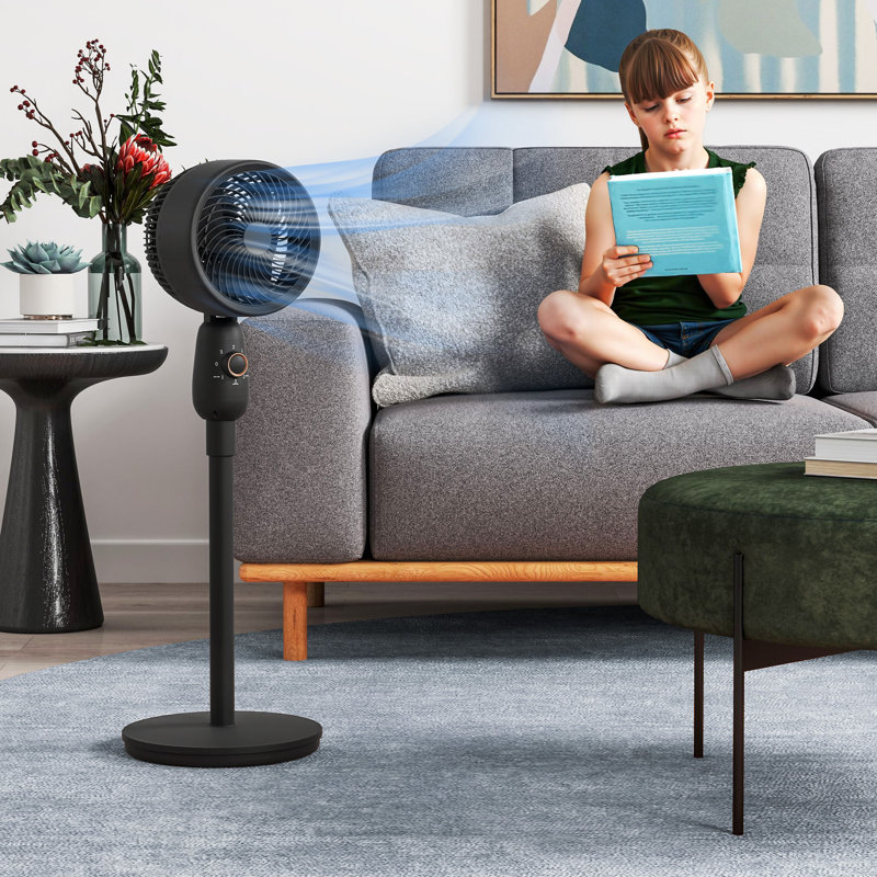 17 Stories 91cm Oscillating Pedestal / Standing Fan Fan, Black