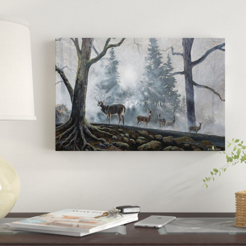 « cerf path i », impression sur toile, H 8 po x l 12 po x P 0,75 po, Toile tendue, Pas de tapis