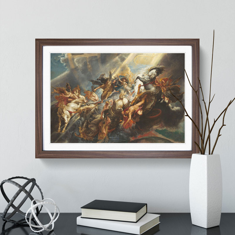 The Fall of Phaeton by Peter Paul Rubens - Picture Frame Painting, Walnut, 27cm H x 36cm W x 2cm D