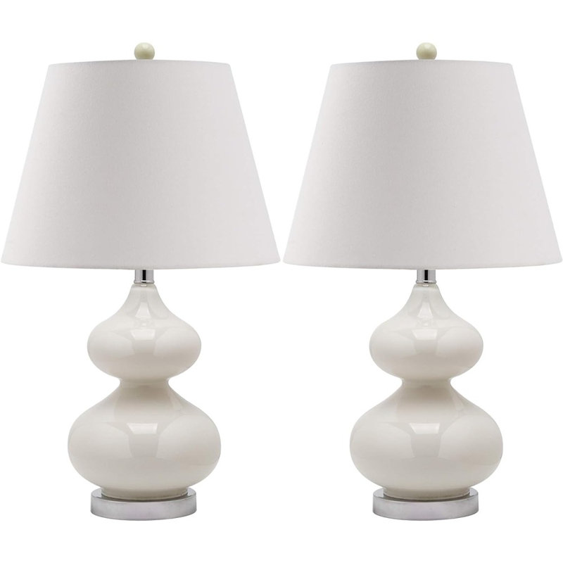 Lampe de table en verre Courtney, Blanc
