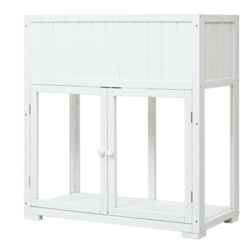TOPMAX Patio 35.4''X17.7''X37.4'' Mini Wood Cold Frame, White