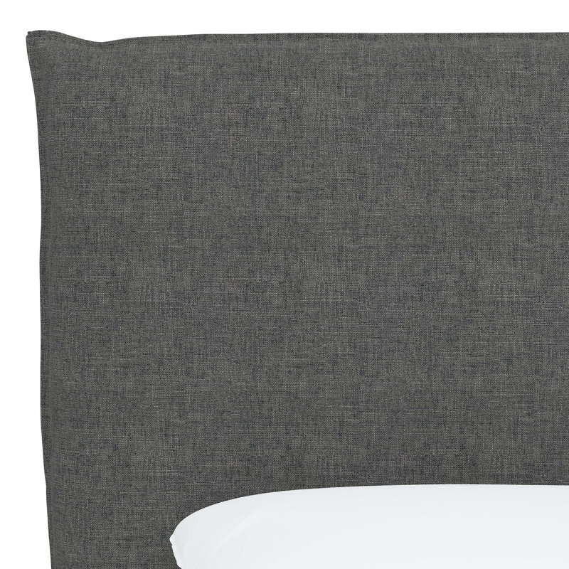 Tête de lit tapissier Halcyon, Très grand californien, Lin gris anthracite texturé Zuma