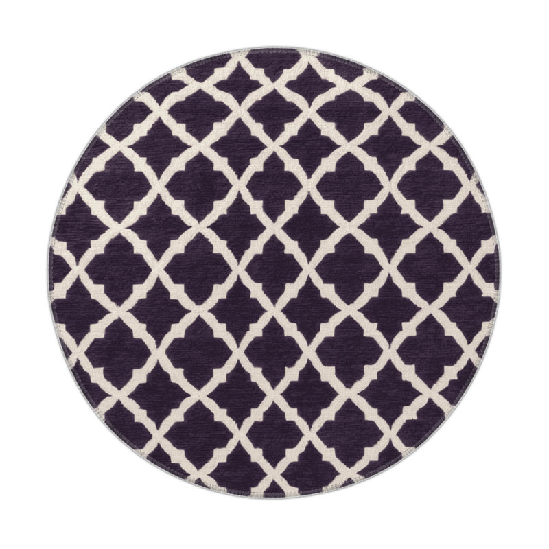 Trellis Purple Indoor and Outdoor Area Rug, Rectangle 2' x 3'