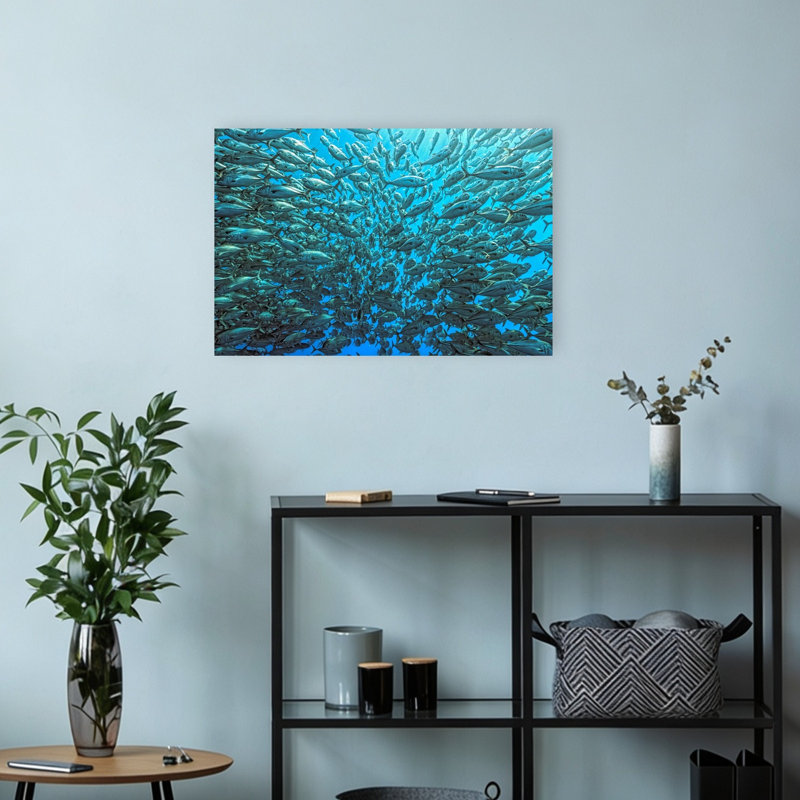 Fish School Contemporary Fish Nature Ocean Wall Art Print, 45.72cm H x 30.48cm W