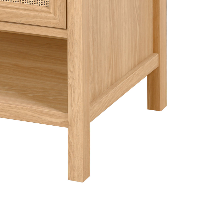 Armoire de meuble-lavabo moderne à 2 tablettes en rotin l 36 po x P 18 po x H 33 po Jasper (lavabo non inclus), Chêne