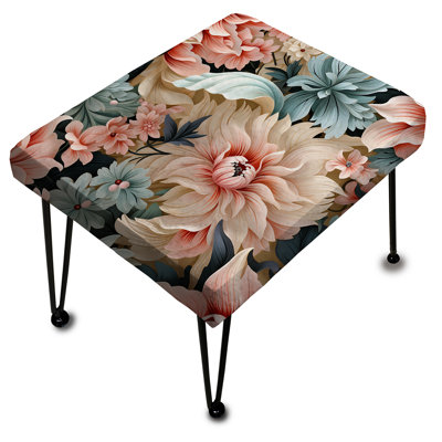 Pink And Blue Paisley Garden Dream - Damask Rectangle Ottoman