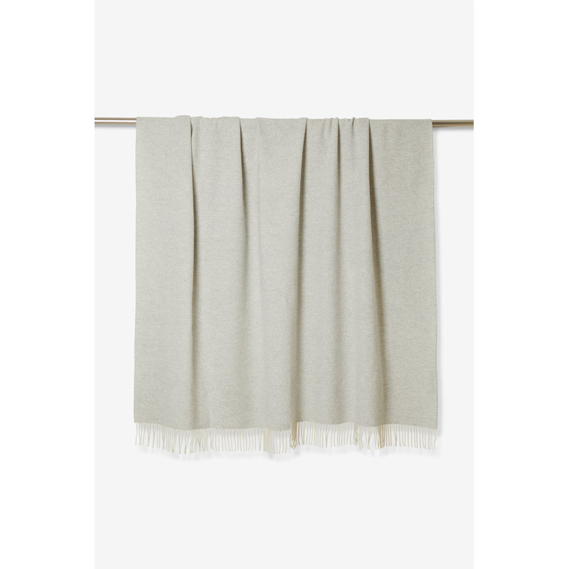 Wool Cashmere Wool and Cashmere Quilted Throw Blanket, Pearl/White