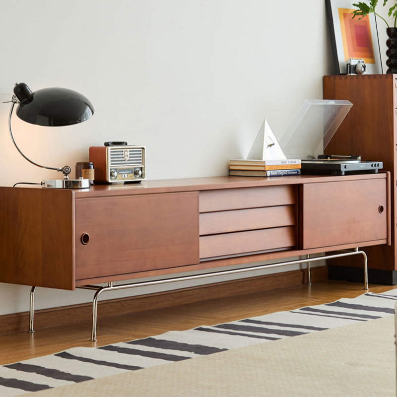 Console de télévision en bois rétro, H 21,65 po x L 70,87 po x l 15,75 po