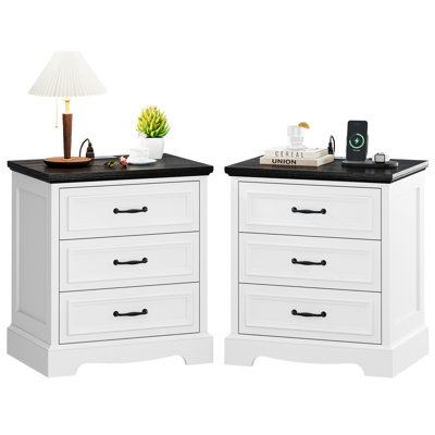 Elizha 3-Drawer Nightstand with Charging Station