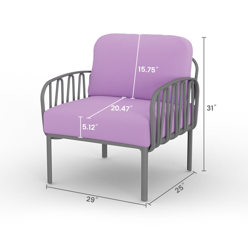 Chaise d'extérieur en résine avec coussins, Gris / Mauve