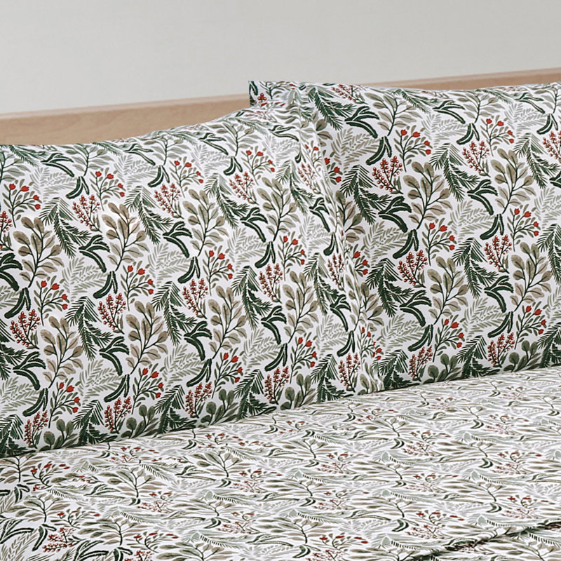 Ensemble de draps 3 pièces pin, Ensemble de draps pour lit simple avec 1 taie d'or