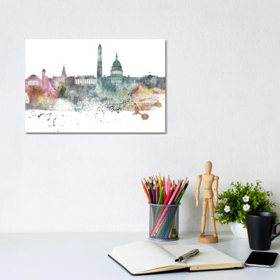 Washington Pastel Skylines - Wrapped Canvas Print
