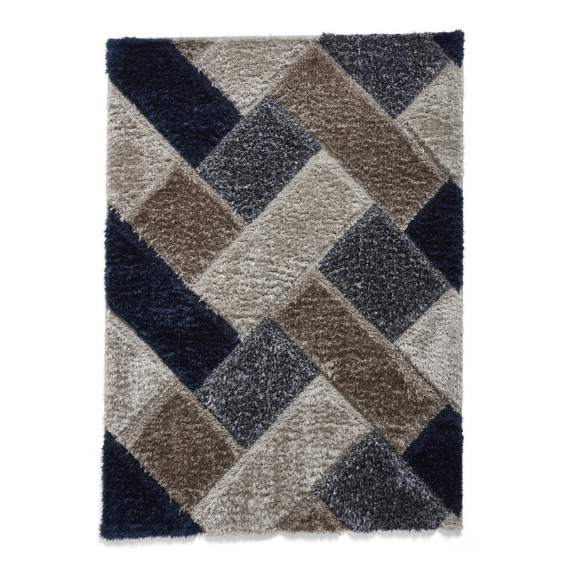 Machine Woven Grey/Blue/Brown Rug, Rectangle 120 x 170cm