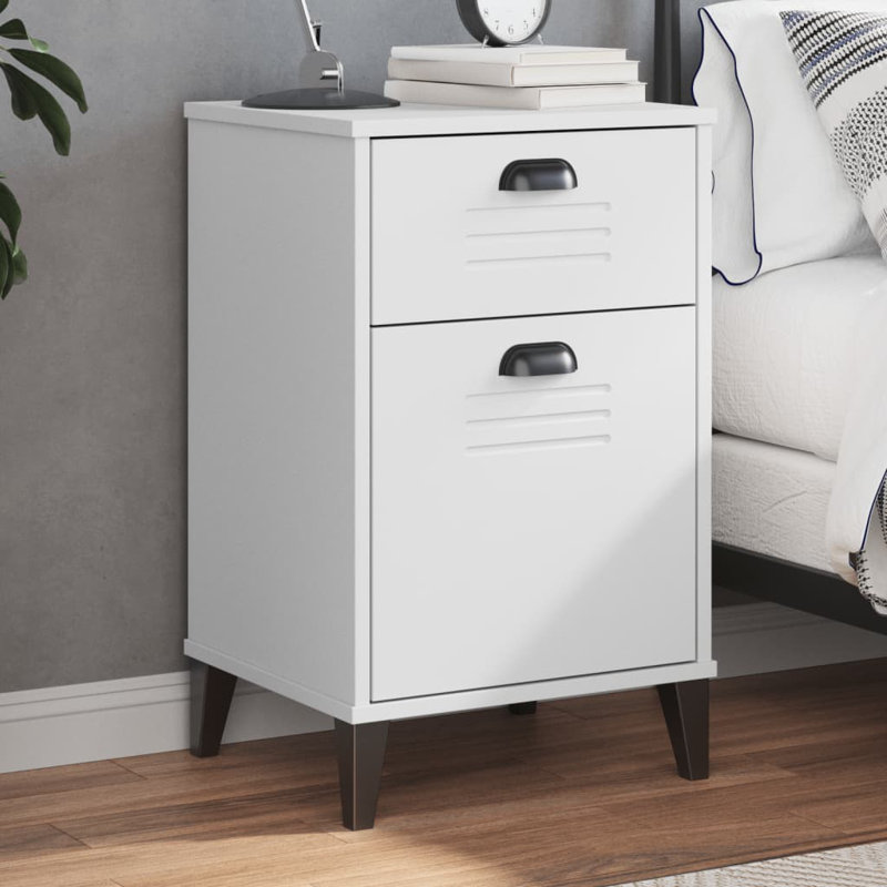 Aayaan 40cm W Plastic Bedside Table, White