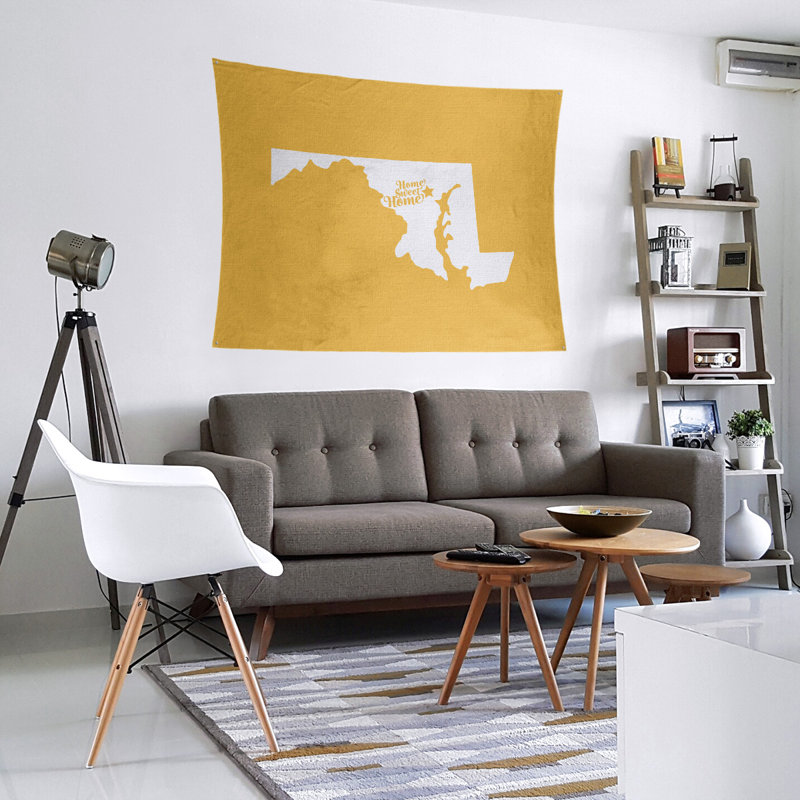 Tapisserie Home Sweet Baltimore, H 27,5 po x l 37,5 po, Jaune