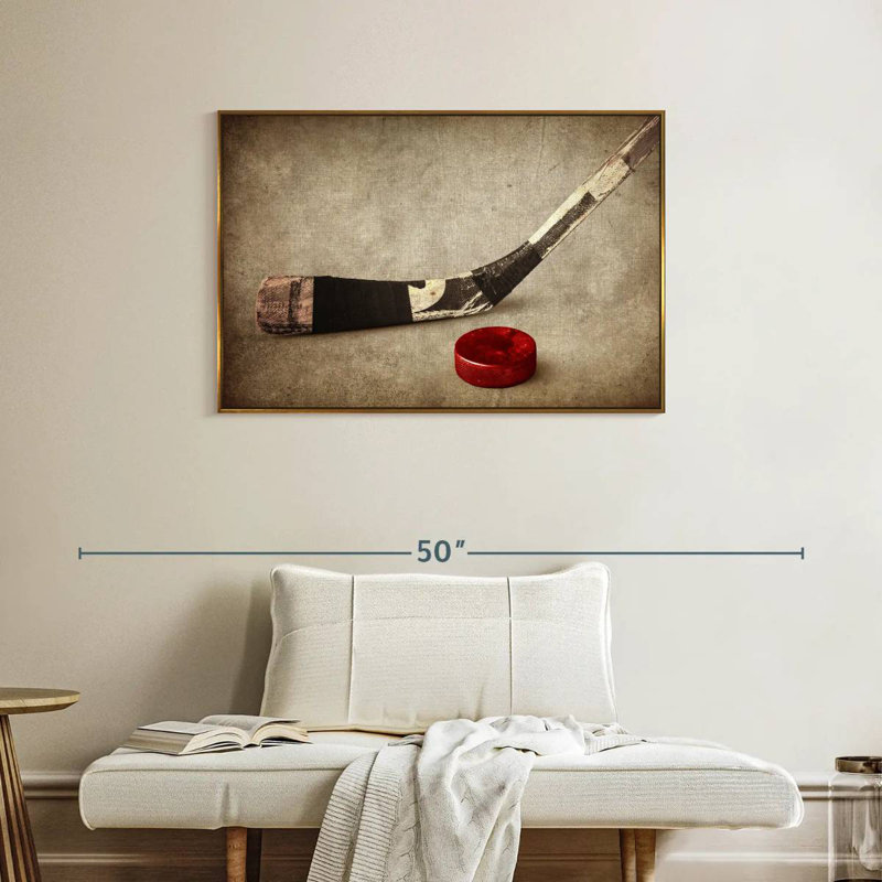 Hockey sur glace rétro, Cadre flottant doré, 37 po x 25 po