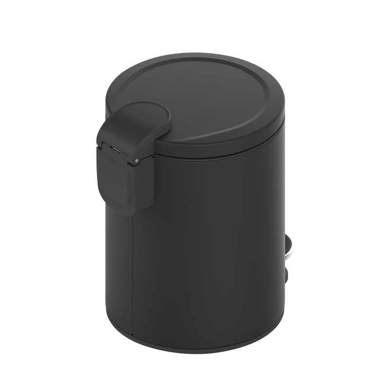 Black Metal Step-On Trash Can Combo with Pedal for Kids