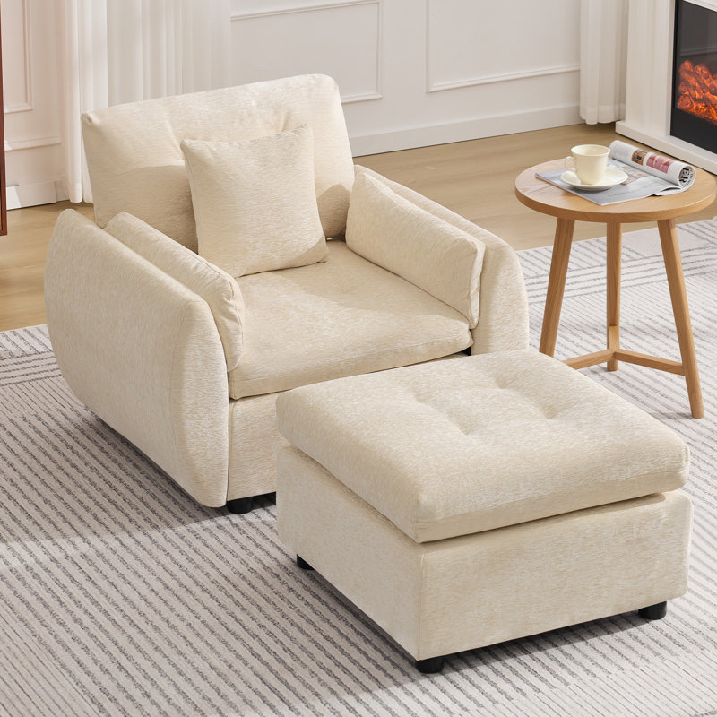 Ensemble de fauteuil d'appoint avec repose-pieds, Oui, Beige