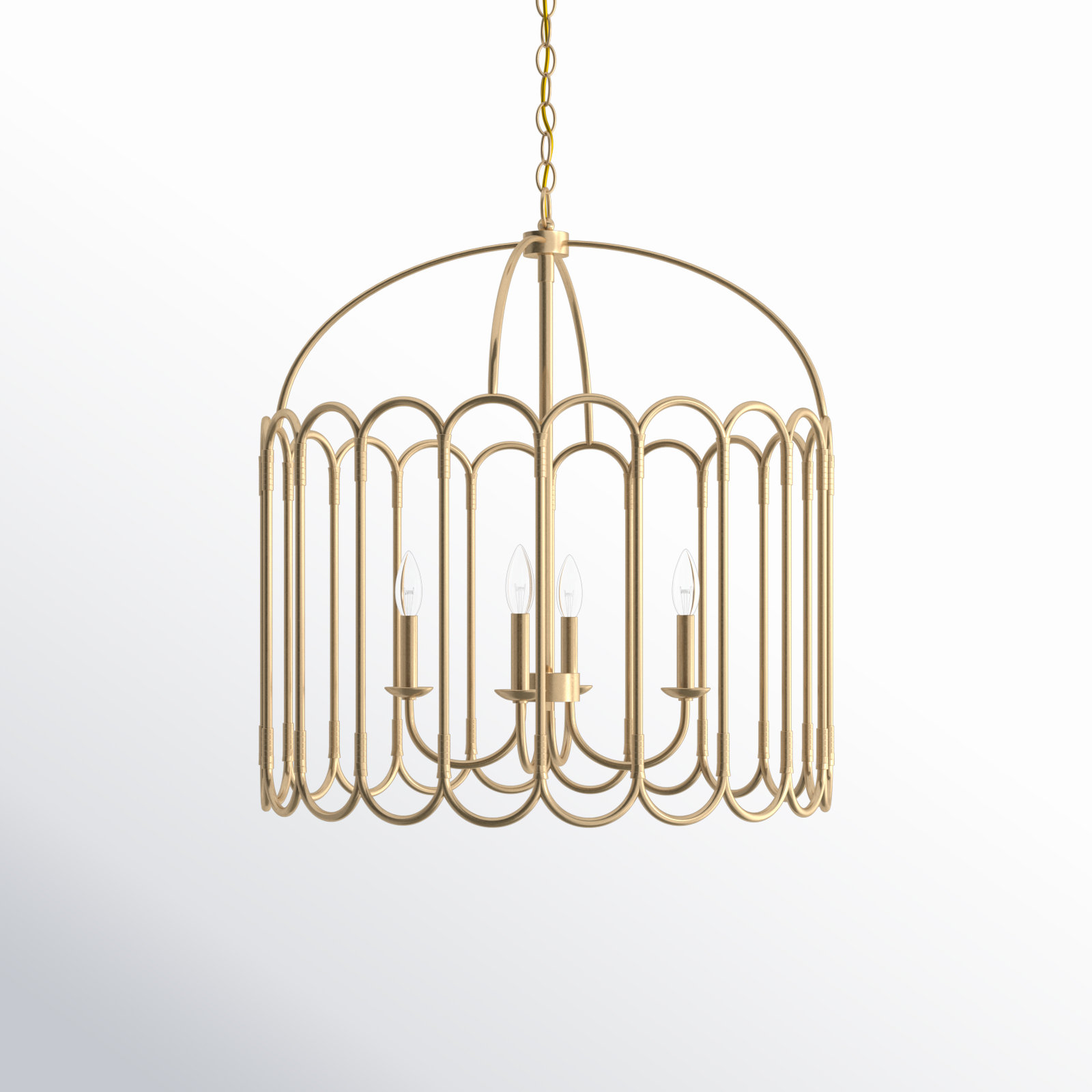 4-Light Metal Pendant, Natural Brass
