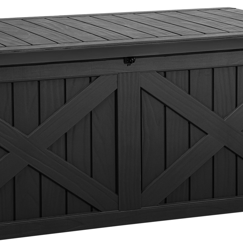 Edrosie Inc 56.2'' W 120 Gallons Water Resistant Resin Lockable Deck Box, Black