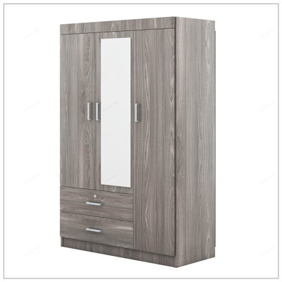 Sophisticated Three-Door Wardrobe with Multiple Storage Options for Organized and Stylish Living by Latitude Run